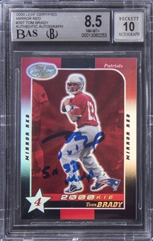 2000 Leaf Certified "Mirror Red" #207 Tom Brady Signed and Inscribed Rookie Card – BGS NM-MT+ 8.5/BGS 10